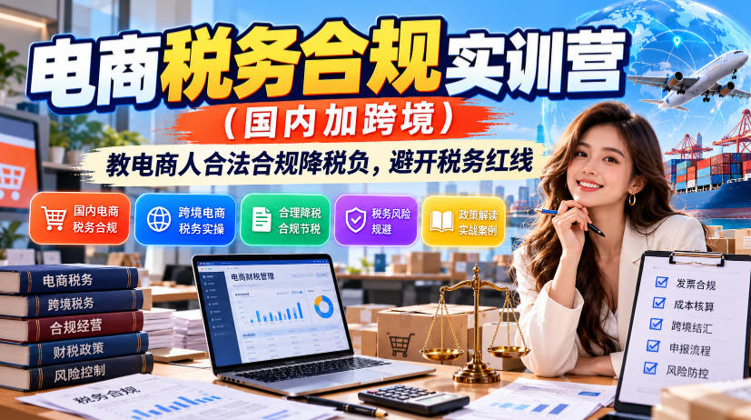 电商税务合规实训营(国内加跨境),教电商人合法合规降税负,避开税务红线-我爱发帖