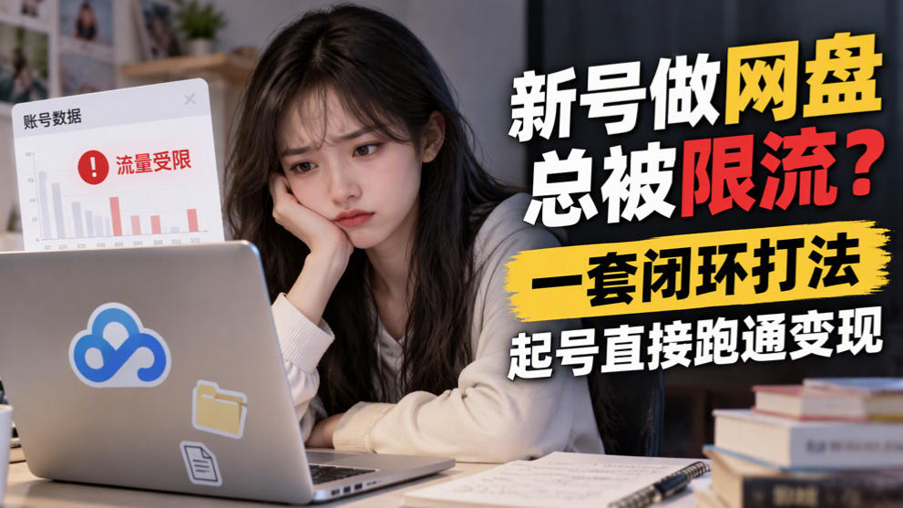 新号做网盘总被限流？一套闭环打法，起号直接跑通变现-我爱发帖