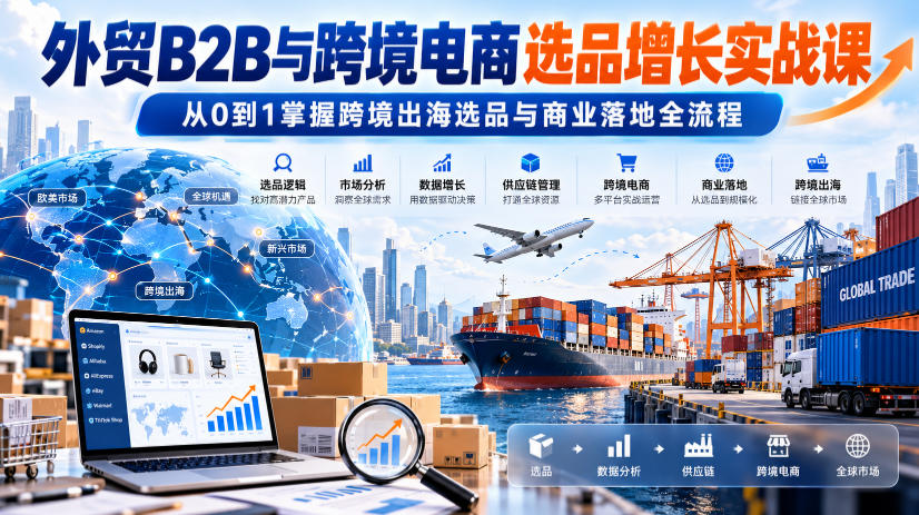 外贸B2B与跨境电商选品增长实战课，从0到1掌握跨境出海选品与商业落地全流程-我爱发帖