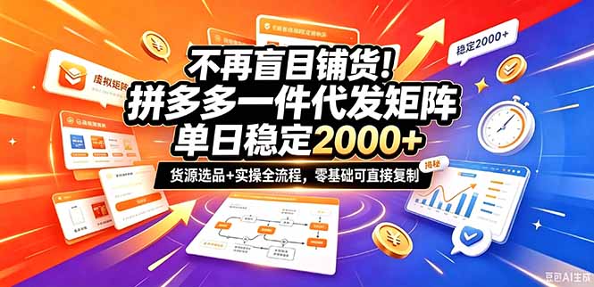 不再盲目铺货！拼多多一件代发矩阵落地攻略，提供优质货源店铺运营全流程，零基础可直接复制-我爱发帖