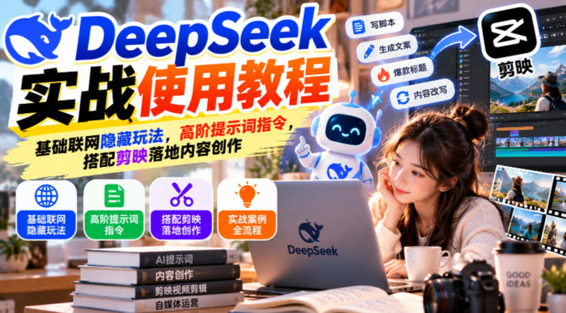 DeepSeek实战使用教程｜基础联网隐藏玩法，高阶提示词指令，搭配剪映落地内容创作-我爱发帖