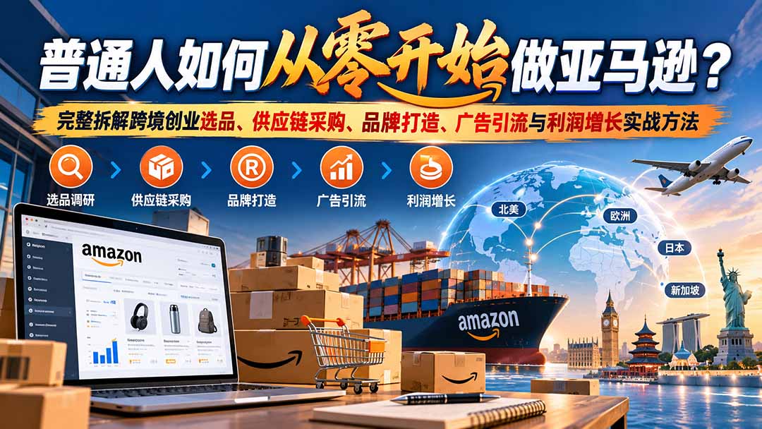 普通人如何从零开始做亚马逊？完整拆解跨境创业选品、供应链采购、品牌打造、广告引流与利润增长实战方法-我爱发帖