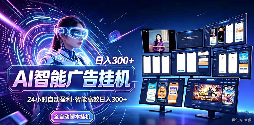24小时AI广告挂机｜在家就能做的被动副业-吾爱自习网