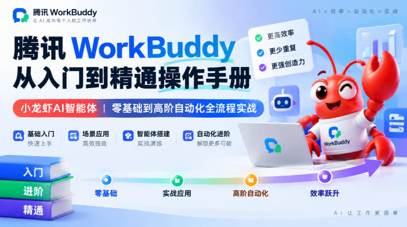 腾讯WorkBuddy从入门到精通操作手册｜小龙虾AI智能体，零基础到高阶自动化全流程实战【文档】-我爱发帖