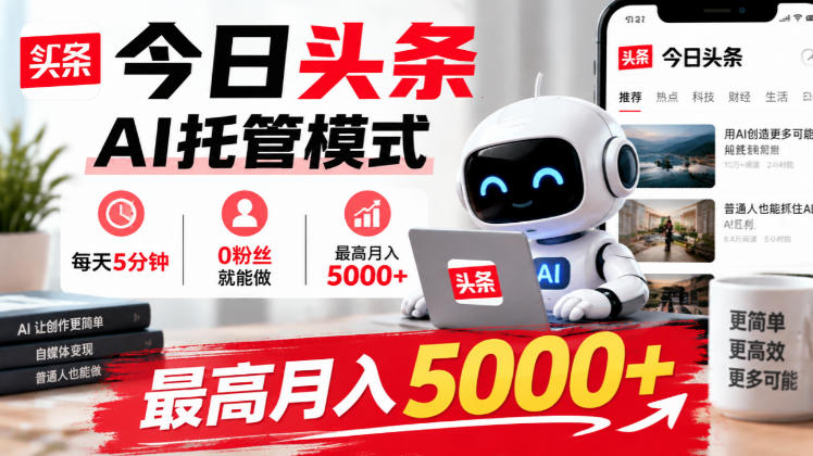 今日头条AI托管模式,每天5分钟,0粉丝就能做,最高月入5000+【揭秘】-我爱发帖