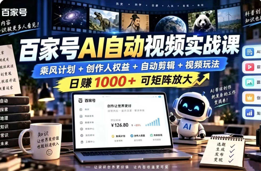 百家号自动矩阵玩法,长期可以做的项目,日入1k+,真正的睡后收入-我爱发帖