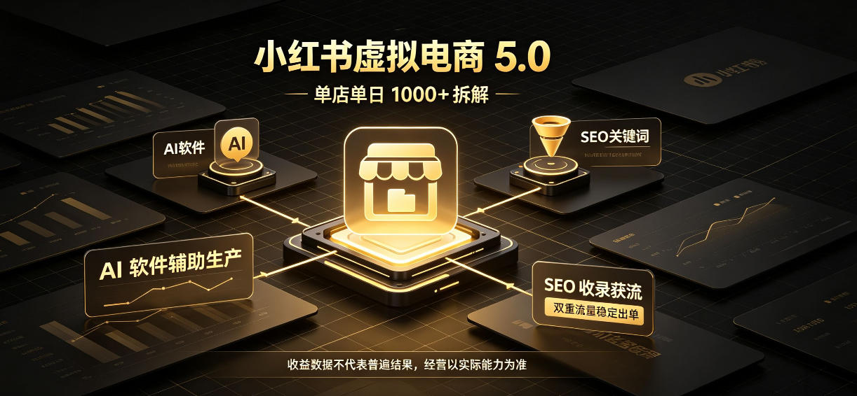小红书虚拟电商5.0，单店单日1000+，AI软件+SEO收录，双重流量稳定出单【揭秘】｜焦圣希 18818568866