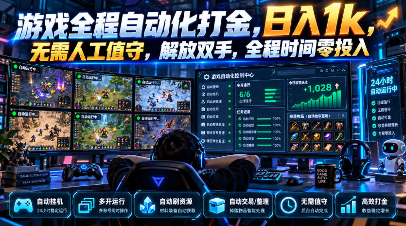 游戏全程自动化打金，日入1k，无需人工值守，解放双手，全程时间零投入【揭秘】-我爱发帖