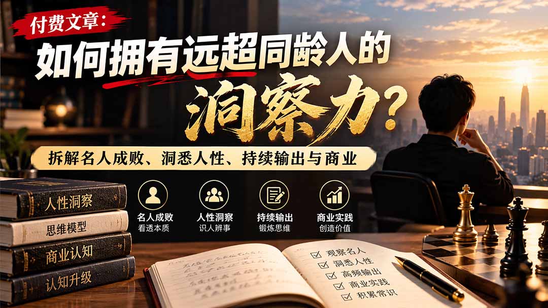 付费文章：如何拥有远超同龄人的洞察力？拆解名人成败、洞悉人性、持续输出与商业实践-我爱发帖