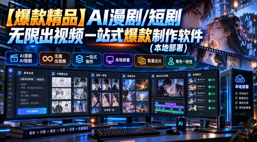 【爆款精品】AI漫剧/短剧无限出视频一站式爆款制作软件(本地部署)-我爱发帖