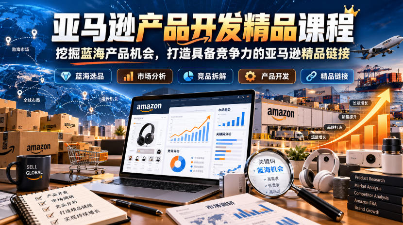 亚马逊产品开发精品课程，挖掘蓝海产品机会，打造具备竞争力的亚马逊精品链接｜焦圣希 18818568866