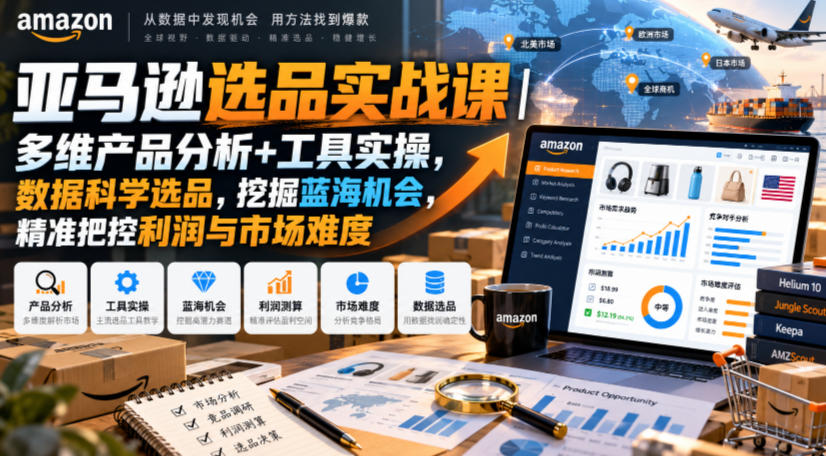 亚马逊选品实战课｜多维产品分析+工具实操，数据科学选品，挖掘蓝海机会，精准把控利润与市场难度-我爱发帖