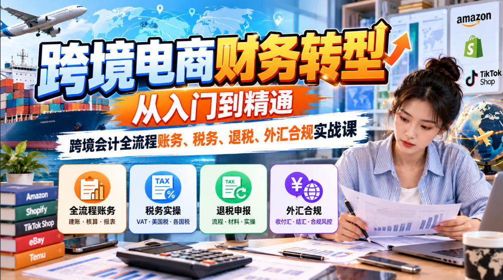 跨境电商财务转型：从入门到精通｜跨境会计全流程账务、税务、退税、外汇合规实战课-我爱发帖