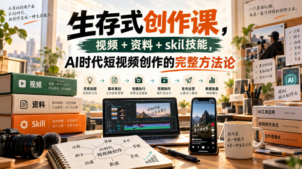 生存式创作课,视频+资料+skil技能,ai时代短视频创作的完整方法论采购|汽车产业|汽车配件|机加工企业家交流社群中心