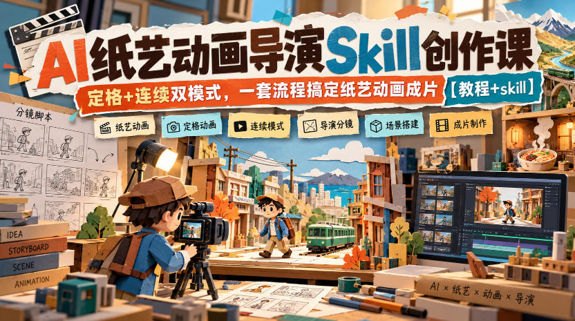 AI纸艺动画导演Skill创作课｜定格+连续双模式，一套流程搞定纸艺动画成片【教程+skill】-我爱发帖