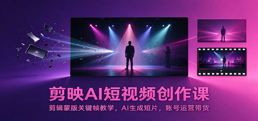 剪映AI短视频创作课：剪辑蒙版关键帧教学，AI生成短片，账号运营带货-我爱发帖