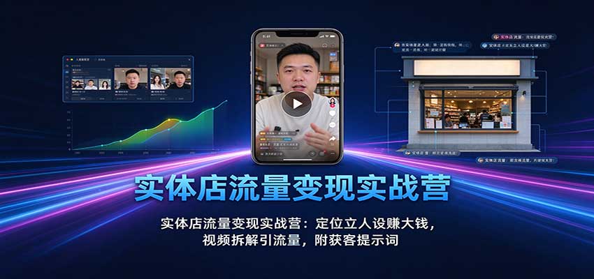 实体店流量变现实战营：定位立人设赚大钱，视频拆解引流量，附获客提示词-我爱发帖