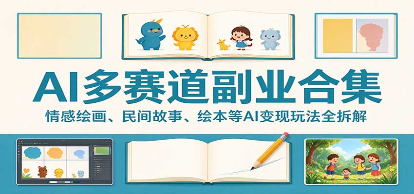 AI多赛道副业合集：情感绘画、民间故事、绘本等AI变现玩法全拆解-我爱发帖