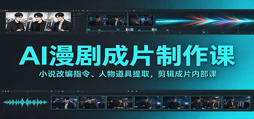 AI漫剧成片制作课：小说改编指令、人物道具提取，剪辑成片全流程-我爱发帖
