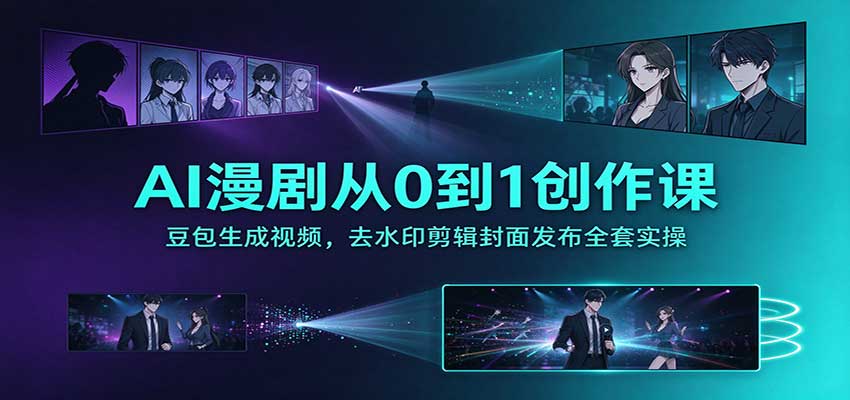 AI漫剧从0到1创作课:豆包生成视频,去水印剪辑封面发布全套实操-我爱发帖
