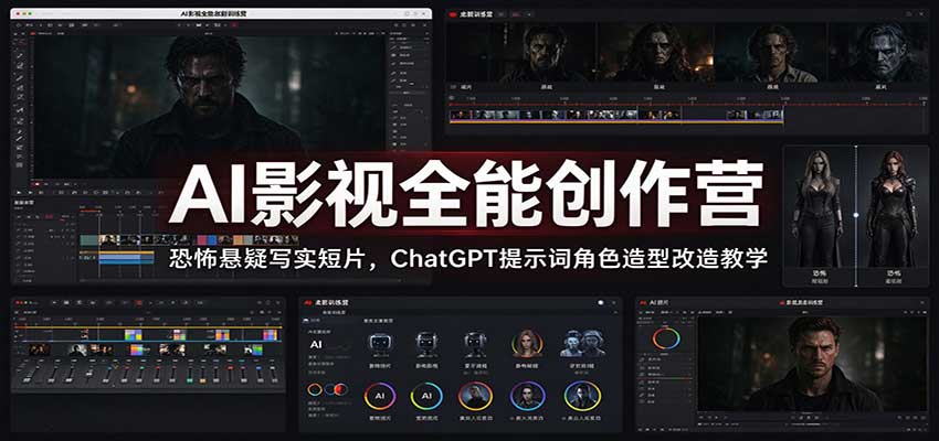 AI影视全能创作营：恐怖悬疑写实短片，ChatGPT提示词角色造型改造教学-我爱发帖