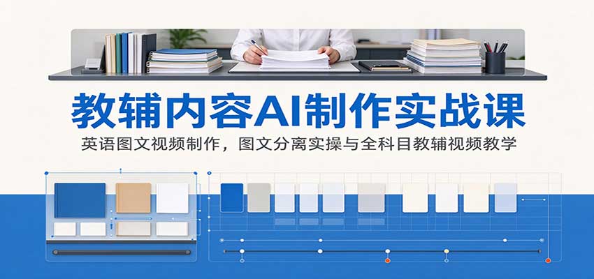 AI制作教辅内容实战课：英语图文视频制作，图文分离实操与全科目教辅视频教学-我爱发帖