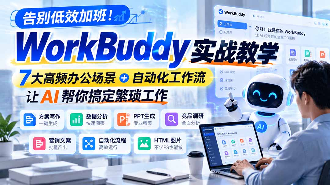 告别低效加班!WorkBuddy实战教学,7大高频办公场景+自动化工作流,让AI帮你搞定繁琐工作-我爱发帖