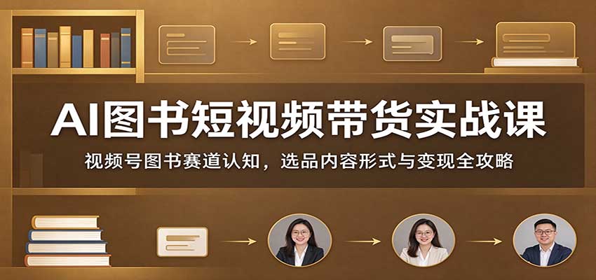 AI图书短视频带货实战课：视频号图书赛道认知，选品内容形式与变现全攻略-吾爱自习网