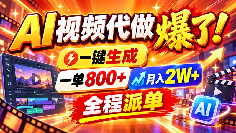 2026年底新赛道，AI视频代做一单800+，小白可做，告别打工-我爱发帖