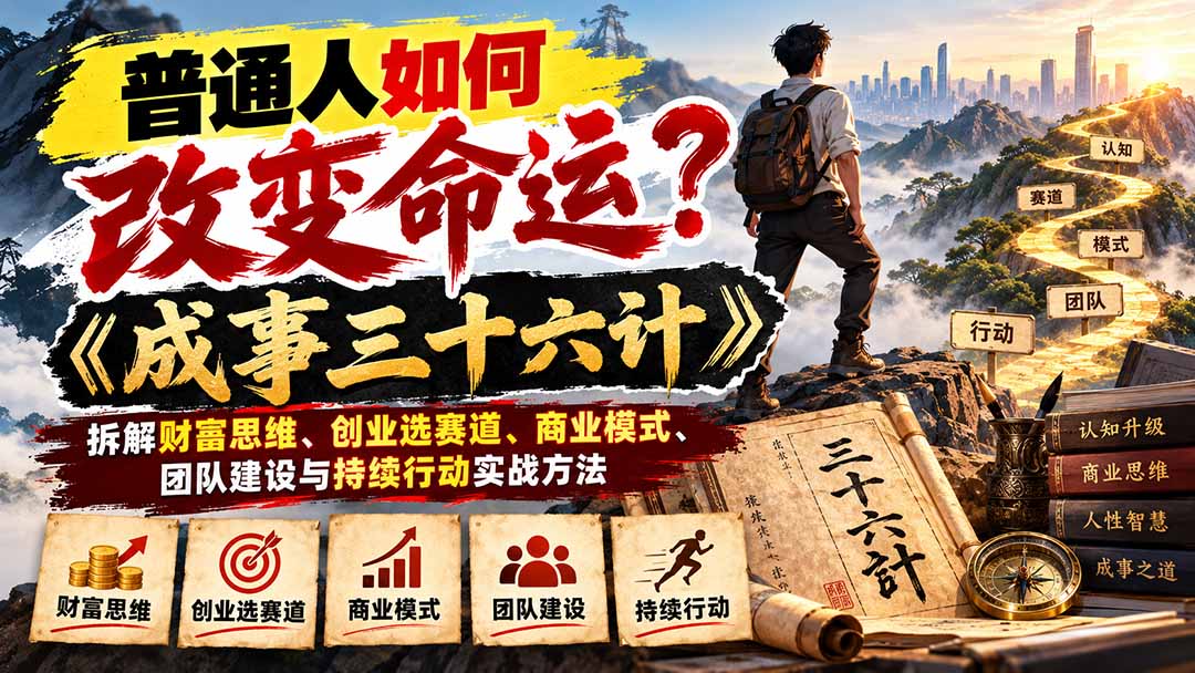普通人如何改变命运？《成事三十六计》拆解财富思维、创业选赛道、商业模式、团队建设与持续行动实战方法-我爱发帖