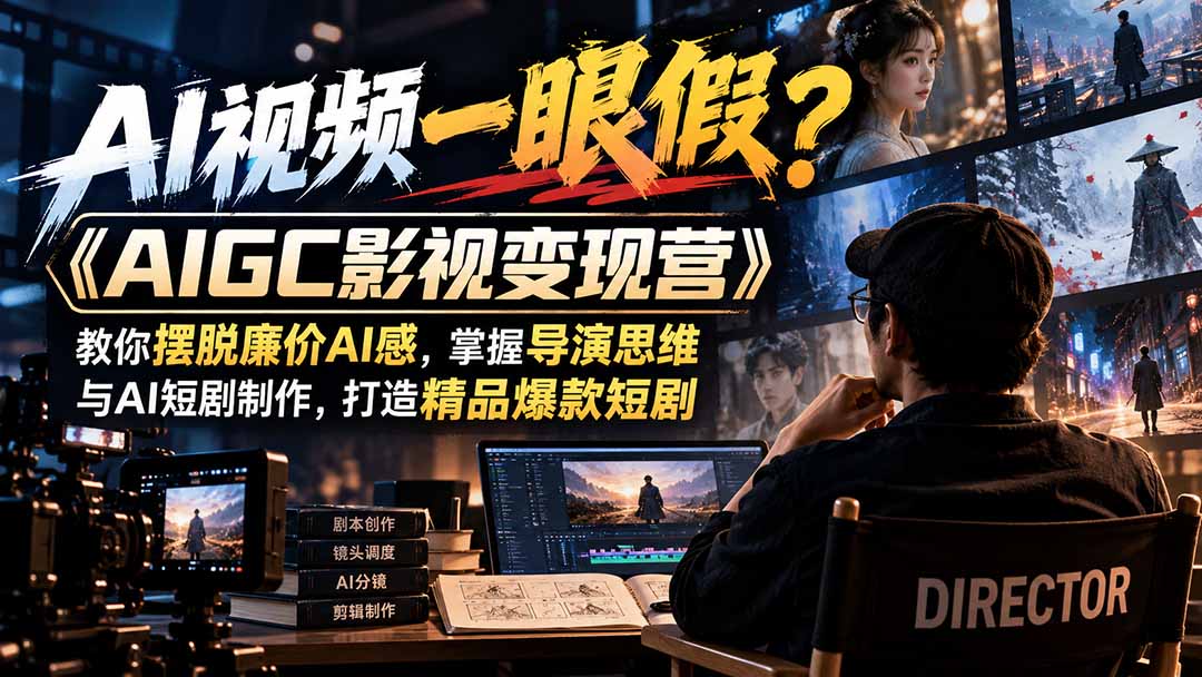 【无水印】AI视频一眼假？《AIGC影视变现营》教你摆脱廉价AI感，掌握导演思维与AI短剧制作，打造精品爆款短剧-我爱发帖