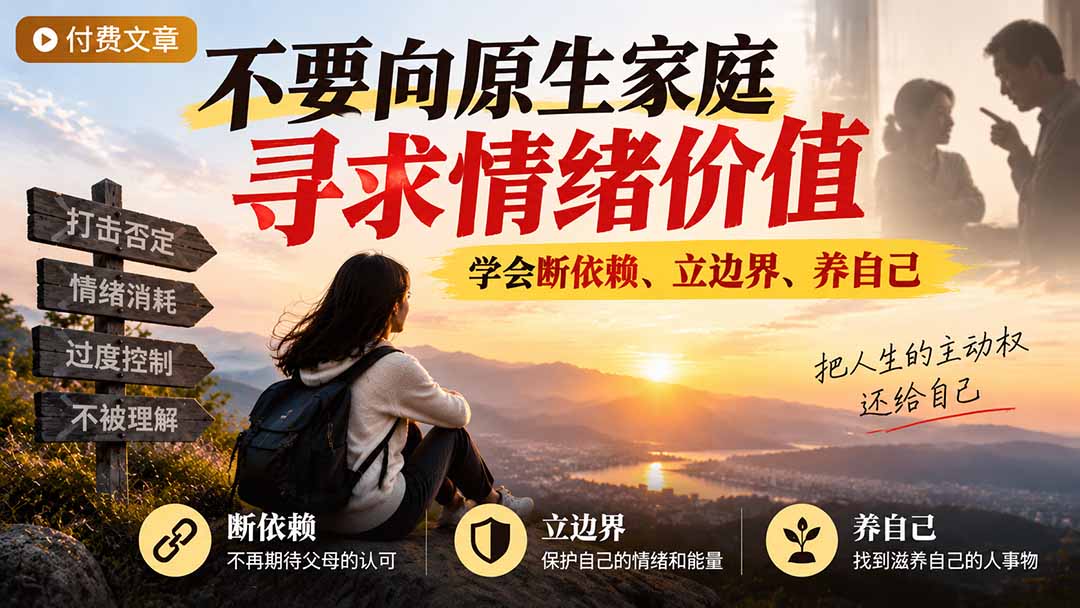 付费文章：不要向原生家庭寻求情绪价值，学会断依赖、立边界、养自己-我爱发帖