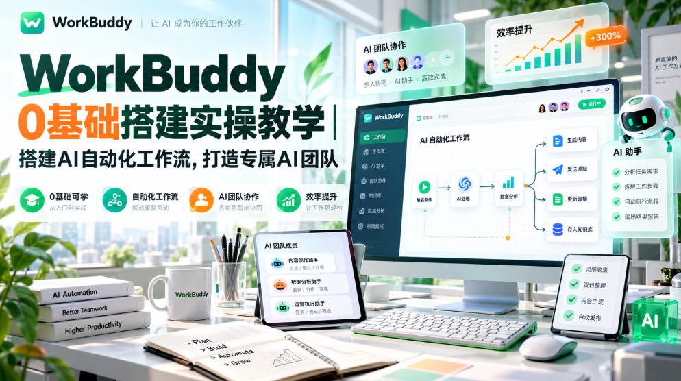 WorkBuddy 0基础搭建实操教学|搭建AI自动化工作流,打造专属AI团队-我爱发帖