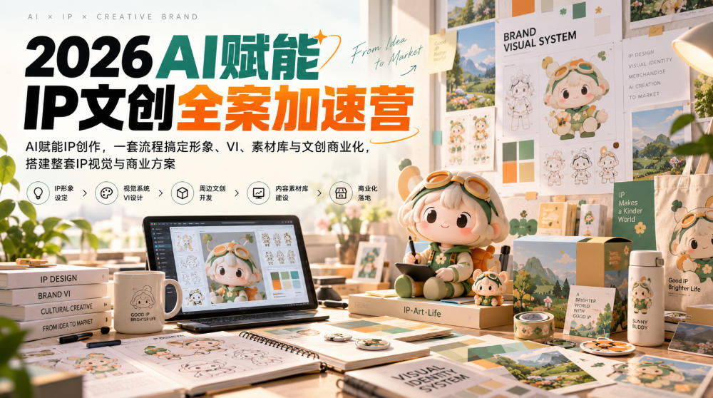 2026AI赋能ip文创全案加速营,AI赋能IP创作,一套流程搞定形象、VI、素材库与文创商业化,搭建整套IP视觉与商业方案-我爱发帖
