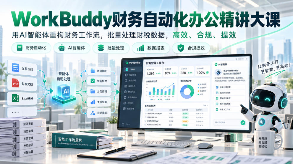 WorkBuddy财务自动化办公精讲大课，用AI智能体重构财务工作流，批量处理财税数据，高效、合规、提效-我爱发帖