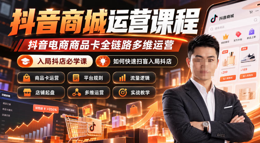抖音商城运营课程,抖音电商商品卡全链路多维运营,入局抖店必学课, 如何快速扫盲入局抖店(更新1025)-我爱发帖