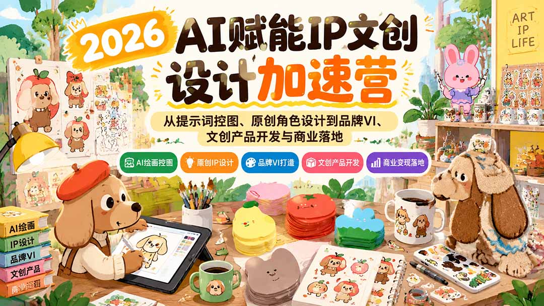 2026AI赋能IP文创设计加速营：从提示词控图、原创角色设计到品牌VI、文创产品开发与商业落地 - 小红泡