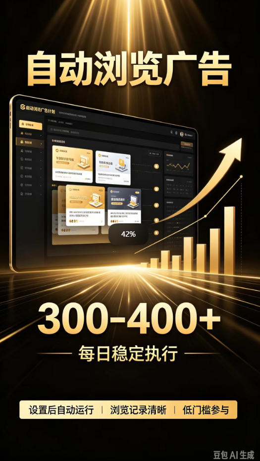 自动浏览广告计划，0门槛副业，日入300-400，躺賺稳定风口项目，无需人工操作，解放双手【揭秘】-我爱发帖