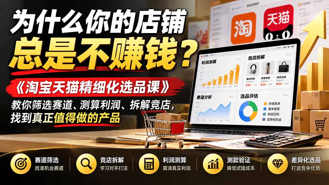 为什么你的店铺总是不赚钱？《淘宝天猫精细化选品课》教你筛选赛道、测算利润、拆解竞店，找到真正值得做的产品-我爱发帖