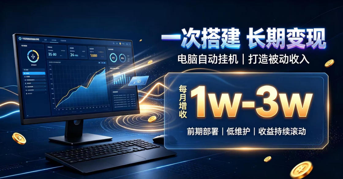 一份投入长期收益，电脑自动挂G类目，搭建被动收入每月增收1w-3w【揭秘】-我爱发帖