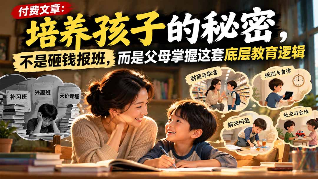 付费文章：培养孩子的秘密，不是砸钱报班，而是父母掌握这套底层教育逻辑-我爱发帖