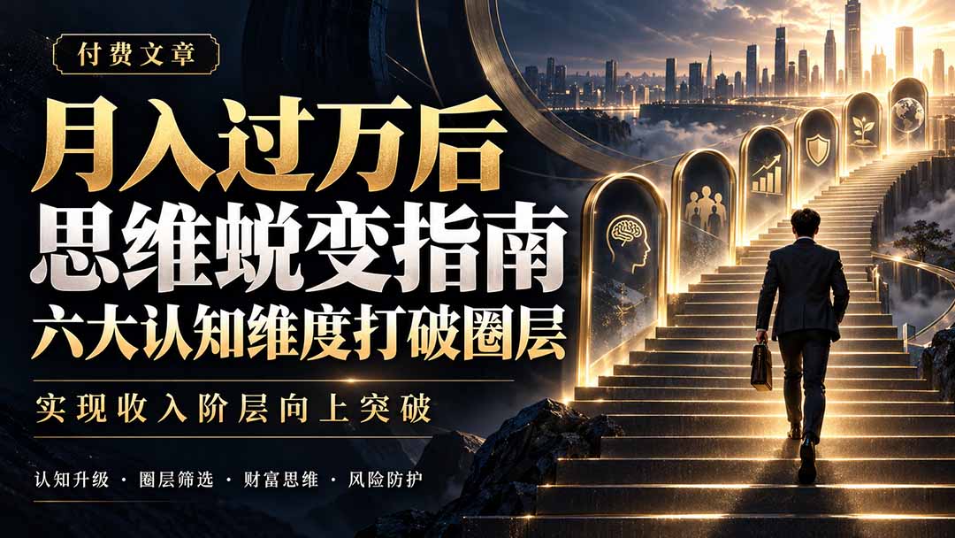 付费文章：月入过万后思维蜕变指南，六大认知维度打破圈层，实现收入阶层向上突破汇通分享-分享轻创项目-网络创业-项目实操-兼职-网赚-副业-抖音-快手-小红书-闲鱼-视频号-直播-短视频-中视频-带货-短剧-游戏搬砖-引流等教程课程分享汇通分享