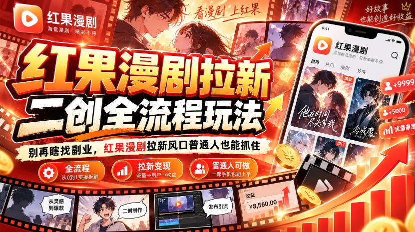 红果漫剧拉新之二创全流程玩法，别再瞎找副业，红果漫剧拉新风口普通人也能抓住-我爱发帖
