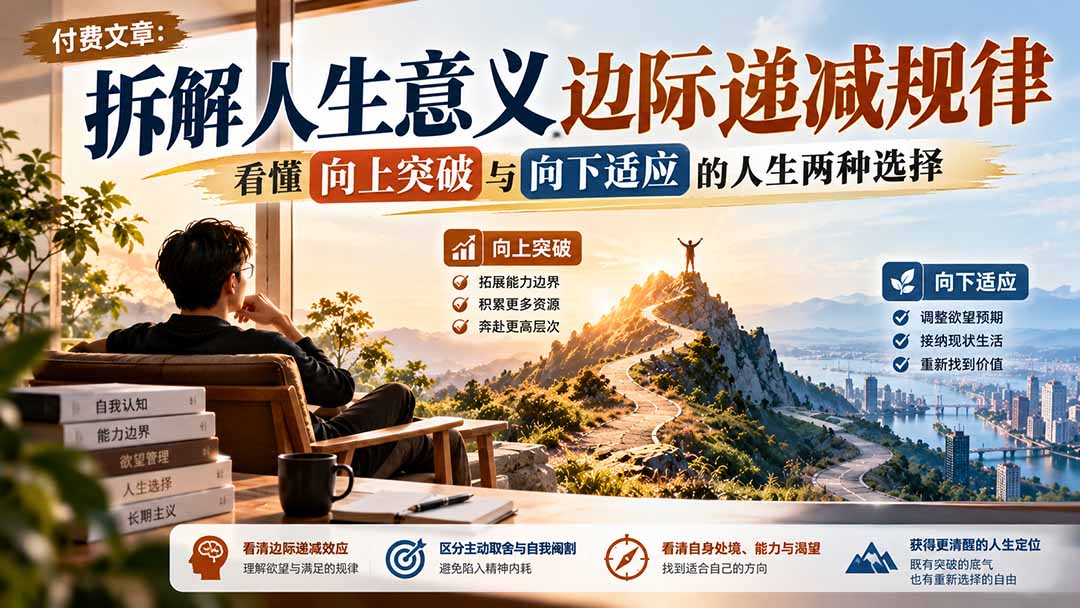 付费文章:拆解人生意义边际递减规律,看懂向上突破与向下适应的人生两种选择-我爱发帖