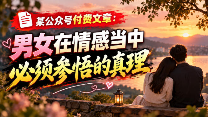 某公众号付费文章：男女在情感当中必须参悟的真理-吾爱自习网