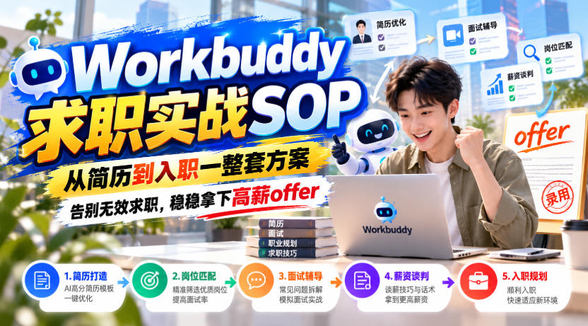 Workbuddy求职实战SOP,从简历到入职一整套方案,告别无效求职,稳稳拿下高薪offer-轻创掘金社