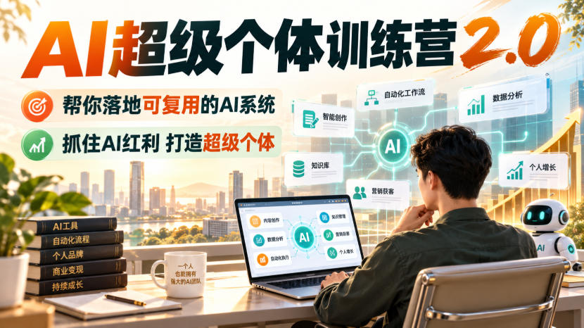 AI超级个体训练营2.0，帮你落地可复用的AI系统，抓住AI红利打造超级个体-我爱发帖