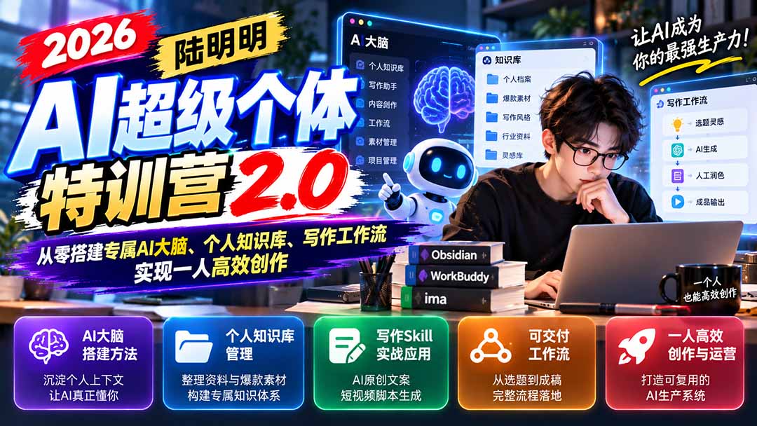 2026AI超级个体特训营2.0：从零搭建专属AI大脑、个人知识库、写作工作流，实现一人高效创作-我爱发帖